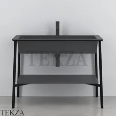 CIELO CATINO Rettangolare Консоль с керамической раковиной, Basalto-черный