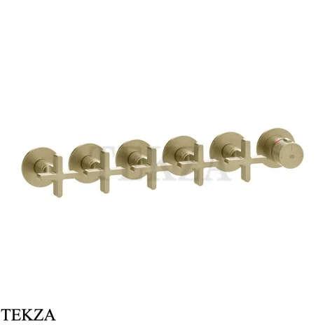 Gessi INCISO SHOWER Термостатический смеситель, 5 потоков, внешняя часть 58440-727, Brushed Brass PVD