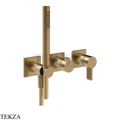 Gessi Inverso Diamantato Смеситель для душа, 2 потока, с гарнитуром, внешняя часть 73636-791, Deep Bronze Brushed PVD