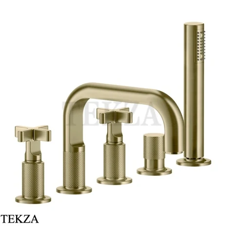 Gessi INCISO+ Смеситель на борт ванны с гарнитуром 58140-727, Brushed Brass PVD
