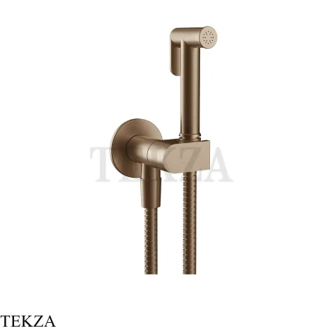 Gessi Гигиенический душ с запорным узлом, выводом воды и держателем 45126-708, медь Brushed