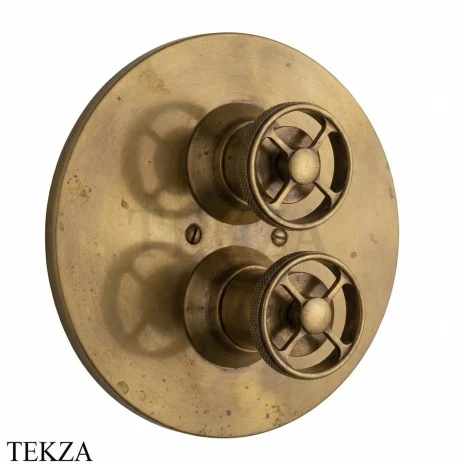 Nicolazzi Arena Термостат для душа, 1-2 потока, внешняя часть, 4909EXTOG44, Raw Brass