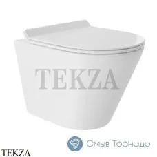 Aqueduto CONE Унитаз подвесной безободковый торнадо, сиденье c микролифтом CONT0110, Белый глянец