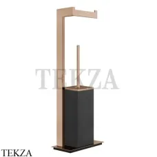 Gessi Rettangolo Стойка напольная с бумагодержателем и ершиком, черный 20934-030, Copper глянец PVD