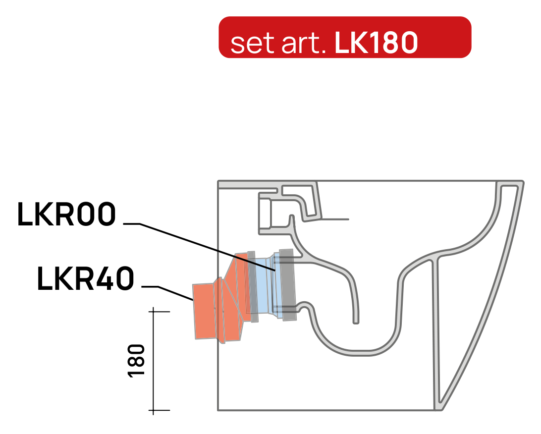 Flaminia LINK Plus соединительный комплект для выпуска в стену высота 18 см, белый