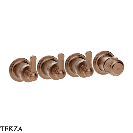 Gessi VENTI20 Термостат для душа, 3 потока, внешняя часть 65336-708, Copper Brushed PVD