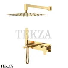 Boheme Qubic Смеситель для ванны, ручной душ, верхняя лейка, комплект 474-G, Золото глянец
