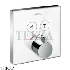 Hansgrohe ShowerSelect Термостат, стекло, 2 выхода, внешняя часть 15738400, белый-хром глянец