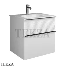 Burgbad Fiumo Тумба с раковиной, 1 отверстие, ручки черные SFXN062, белый матовый