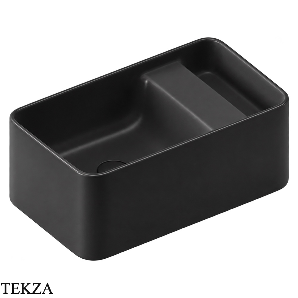 ArtCeram Brooklyn раковина подвесная и накладная The.Saniglaze с боковым сухим отсеком BNL004 17 34, черный матовый