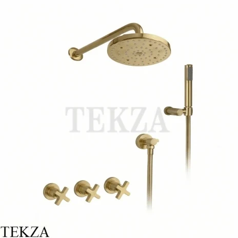 Nicolazzi Monte Croce Душевой комплект, смеситель, верхний душ, ручной душ 2233EXTOS27, Brushed brass