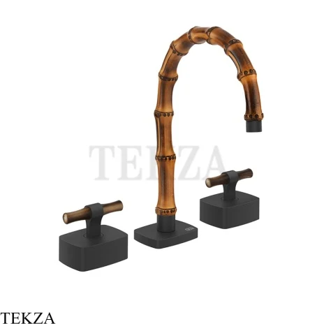 Gessi Jacqueline Смеситель для раковины на 3 отв., без донного клапана 77213-299, черный матовый