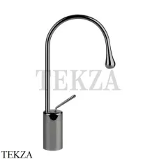 Gessi Goccia Смеситель для раковины высокий, без сливного гарнитура 33604-124, Black Metal глянец