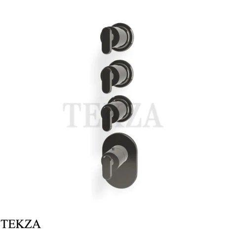 FIMA Carlo Frattini Park Line Термостат для ванны и душа, 3 потока, внешняя часть F1353X3CN, black chrome