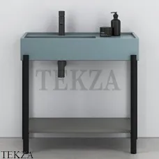 CIELO Plinio 85 Консоль с керамической раковиной и полкой, Polvere-черный