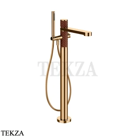 Gessi Pelle Tresse Смеситель для ванны напольный, с гарнитуром, 78228-430, Red Cherry/ Warm Bronze PVD