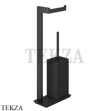Gessi Rettangolo Стойка напольная с бумагодержателем и ершиком, черный 20934-187, Aged Bronze