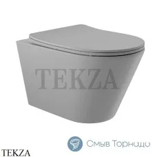 Aqueduto CONE Унитаз подвесной безободковый торнадо, сиденье c микролифтом CONT2130, Серый матовый