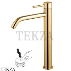 FIMA Carlo Frattini Spillo UP Смеситель для раковины, высокий XS, с донным клапаном, Brushed gold