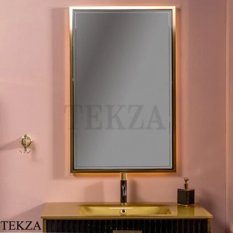 ARMADI ART MONACO Зеркало с подсветкой 70 см 566-BG, BLACK (чёрный глянец), золото