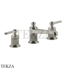 Gessi VENTI20 Смеситель для раковины на 3 отверстия низкий, с донным клапаном 65011-149, Finox Brushed Nickel
