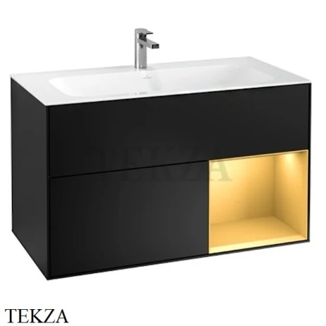 Villeroy & Boch FINION Тумба подвесная для умывальника G040HFPD, Black Matt Lacquer / Gold Matt Lacquer