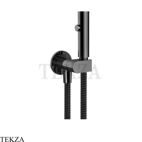 Gessi Гигиенический душ с запорным узлом, выводом воды и держателем 45124-706, black хром глянец