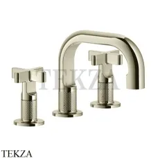 Gessi INCISO+ Смеситель для раковины на 3 отверстия, с донным клапаном 58111-720, Nickel PVD
