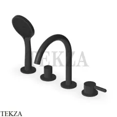 Zucchetti Isy22 Смеситель на борт ванны с гарнитуром 3 режима ZIS512.N6, черный матовый