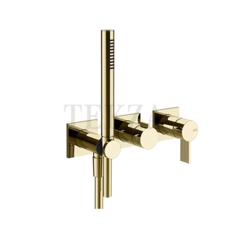 Gessi Inverso Diamantato Смеситель для душа, 2 потока, с гарнитуром, внешняя часть 73636-710, Brass PVD