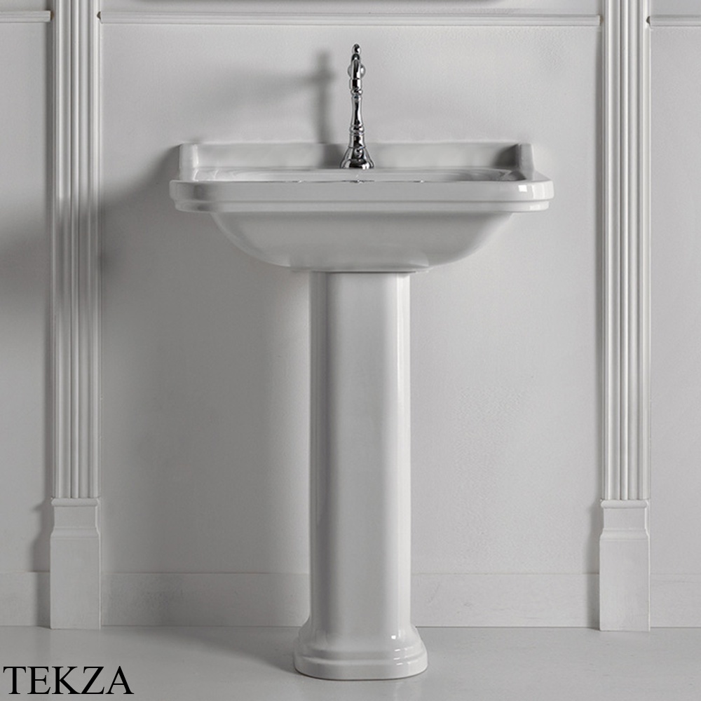Kerasan Waldorf Раковина на 1 отв., с пьедесталом, керамическая, 4141K1bi/cr*1, белый глянец-хром