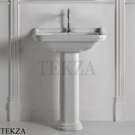 Kerasan Waldorf Раковина на 1 отв., с пьедесталом, керамическая, 4141K1bi/cr*1, белый глянец-хром