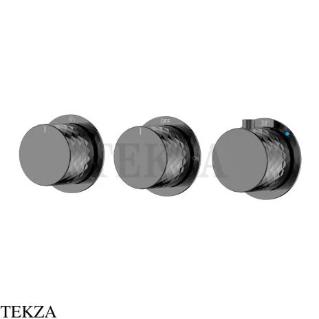 Boheme Stick Diamond Термостат для ванны, 3 потока, 124-T-3-SGM.1, black хром глянец