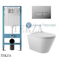 Aqueduto CONE Plus Комплект унитаза торнадо c инсталляцией, кнопка хром глянец AQDS353T, Белый глянец