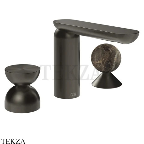 Gessi Perle Смеситель для раковины на 3 отв., без гарнитура 74918-707, black хром Brush