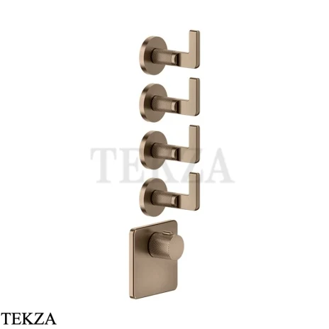 Gessi INCISO WELLNESS Термостат 4 выхода, внешняя часть 58218-761, Coffee Bronze Br. PVD