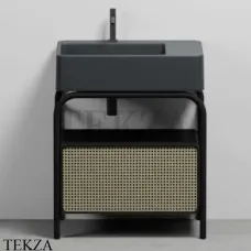 CIELO MARCEL Консоль напольная с ящиком Tinto nero, раковина Basalto