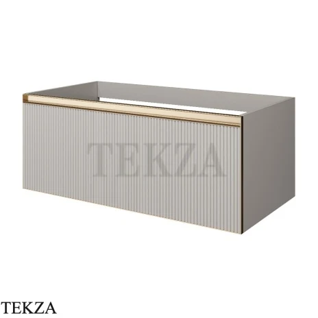 ARMADI ART QUATRO Тумба под раковину 100 см с внутренней подсветкой 790-M1-100-CM-RIB-MG-LED, CASHMERE (кашемир) FUGA (рифлёный фасад), профиль MATT GOLD (матовое золото)