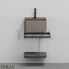 Cielo Les Petites Quadrato Консоль с раковиной LPLAQ35, керамическая полка, Cacao Cielo Les Petites Quadrato Консоль с раковиной LPLAQ35, керамическая полка, Cacao