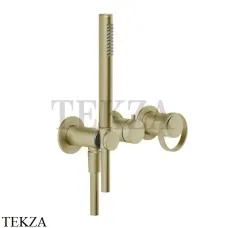 Gessi ANELLO Смеситель для душа на 2 потока, с гарнитуром, внешняя часть 63345-727, Brushed Brass
