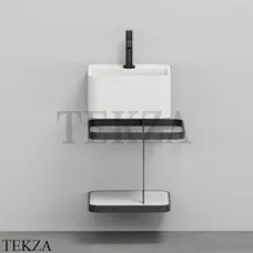Cielo Les Petites Quadrato Консоль с раковиной LPLAQ35, керамическая полка, белый матовый Cielo Les Petites Quadrato Консоль с раковиной LPLAQ35, керамическая полка, белый матовый