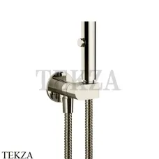 Gessi Гигиенический душ с запорным клапаном, выводом воды и держателем 45124-720, Nickel PVD