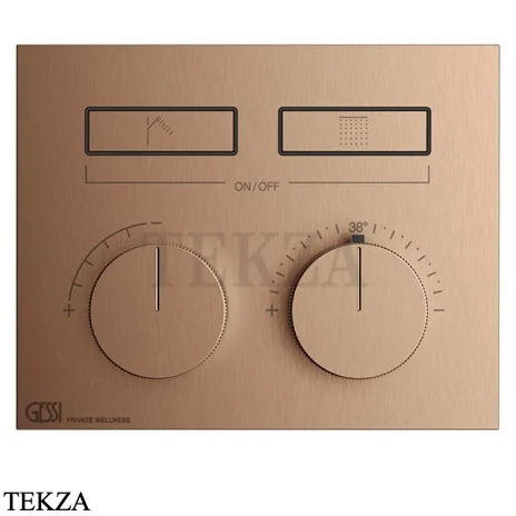 Gessi HI-FI Термостатический смеситель на 2 потока, внешняя часть 63004-708, медь Brushed
