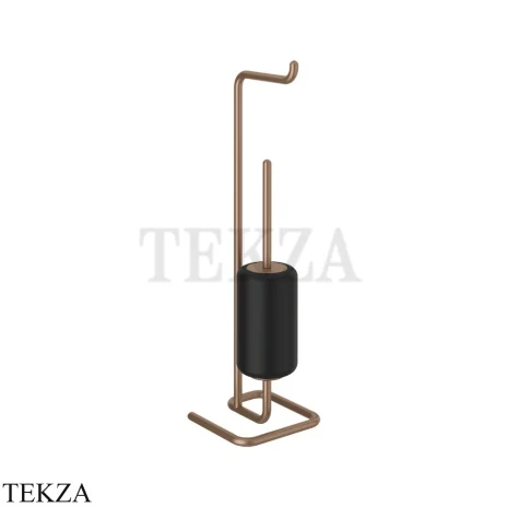 Gessi Goccia Стойка с держателем для туалетной бумаги и ершиком 38068-708, Copper Br. PVD