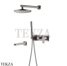 Boheme SPECTRE Смеситель для душа с изливом, ручной душ, верхняя лейка 454-2-NB, nickel brush