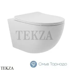 Aqueduto OVO Унитаз подвесной безободковый торнадо, сиденье c микролифтом OVOT2120, Белый матовый