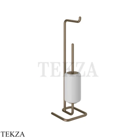 Gessi Goccia Стойка с держателем для туалетной бумаги и ершиком 38067-761, Coffee Bronze Br. PVD