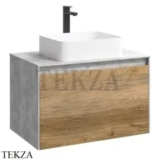 Aqwella MOBI Тумба подвесная с двумя ящиками 80 см MOB0108BS, бетон светлый/дуб