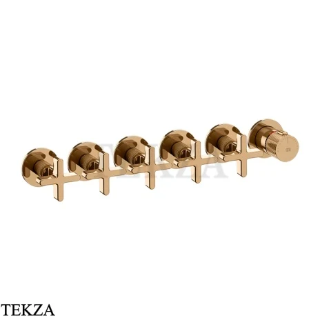 Gessi INCISO SHOWER Термостатический смеситель, 5 потоков, внешняя часть 58440-735, Warm Bronze PVD
