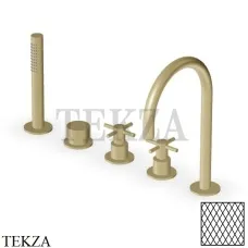 Zucchetti Helm Diagonal Смеситель на борт ванны с гарнитуром ZHM511.XP31G3, brushed british gold PVD